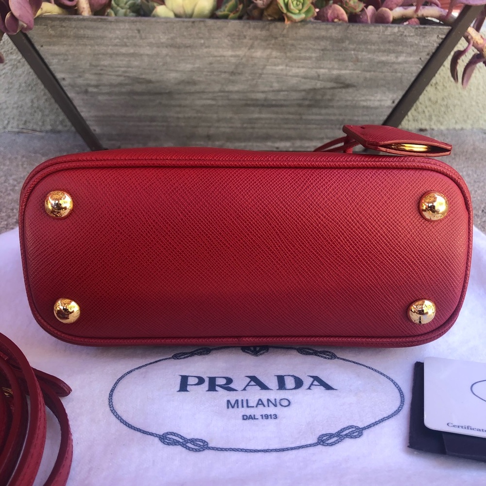PRADA~Red Saffiano Mini BB Crossbody Promenade Bag - Picture 14 of 16